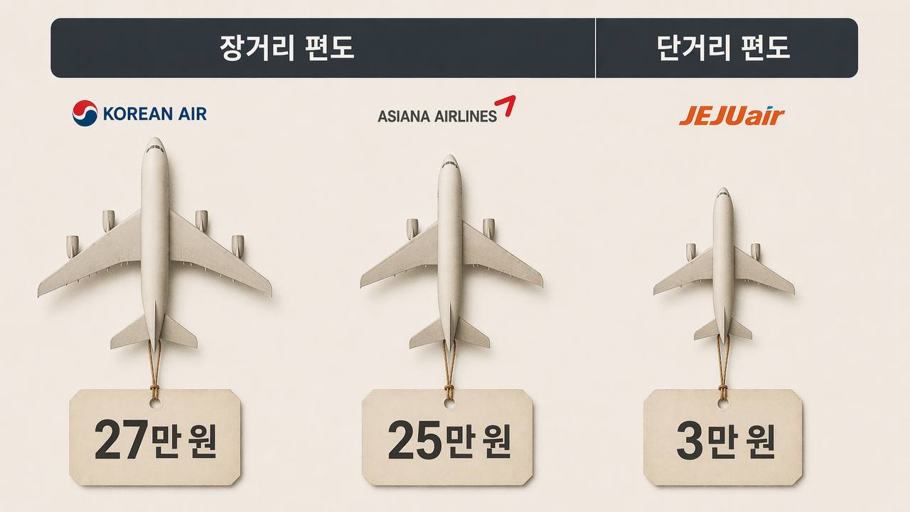 항공사별 유류할증료 비교