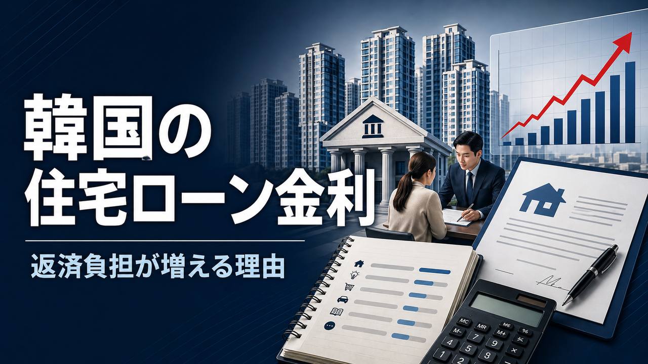 韓国住宅ローン金利と返済負担の上昇を示す金融サムネイル