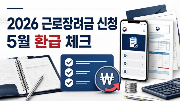 2026 근로장려금 신청과 5월 종합소득세 환급 체크를 설명하는 정보형 썸네일