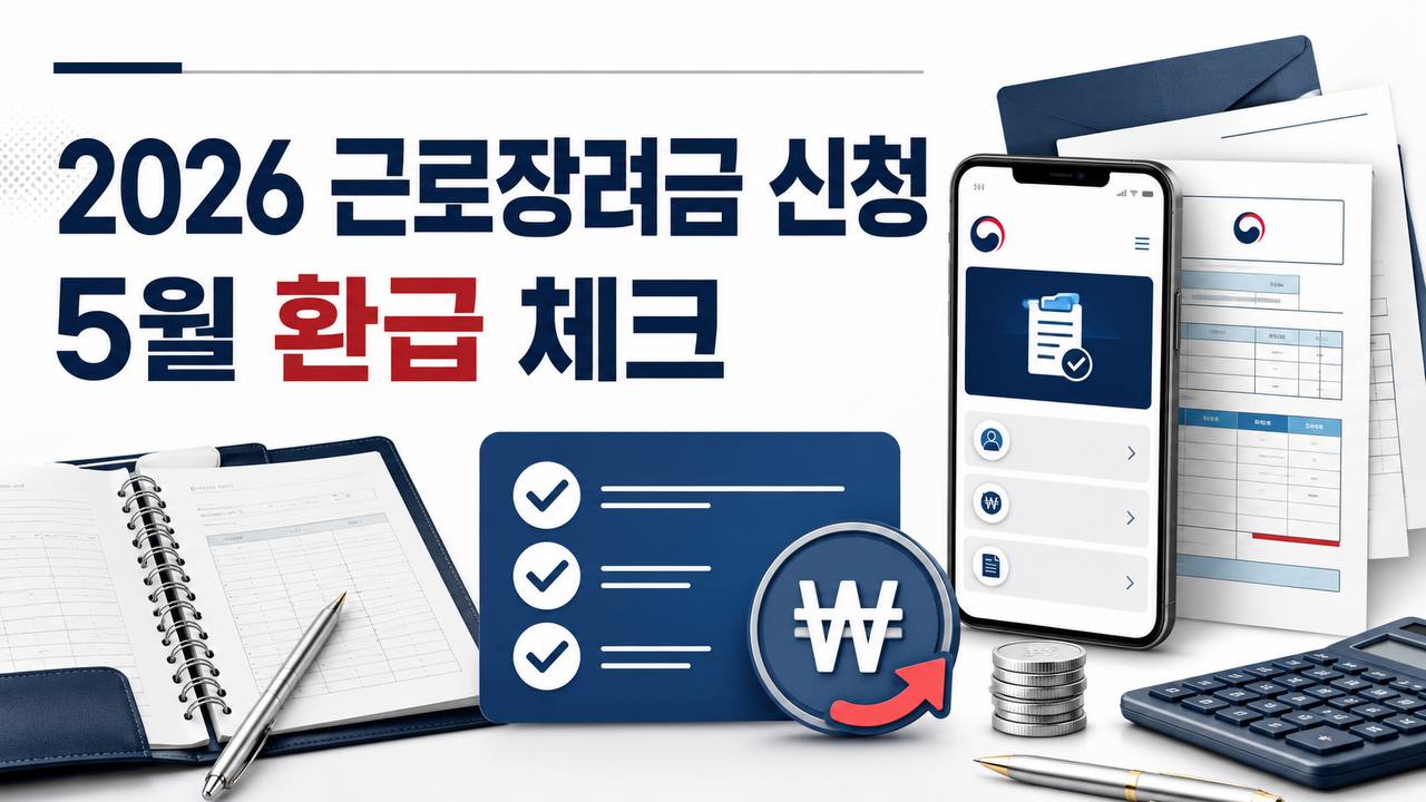 2026 근로장려금 신청과 5월 종합소득세 환급 체크를 설명하는 정보형 썸네일