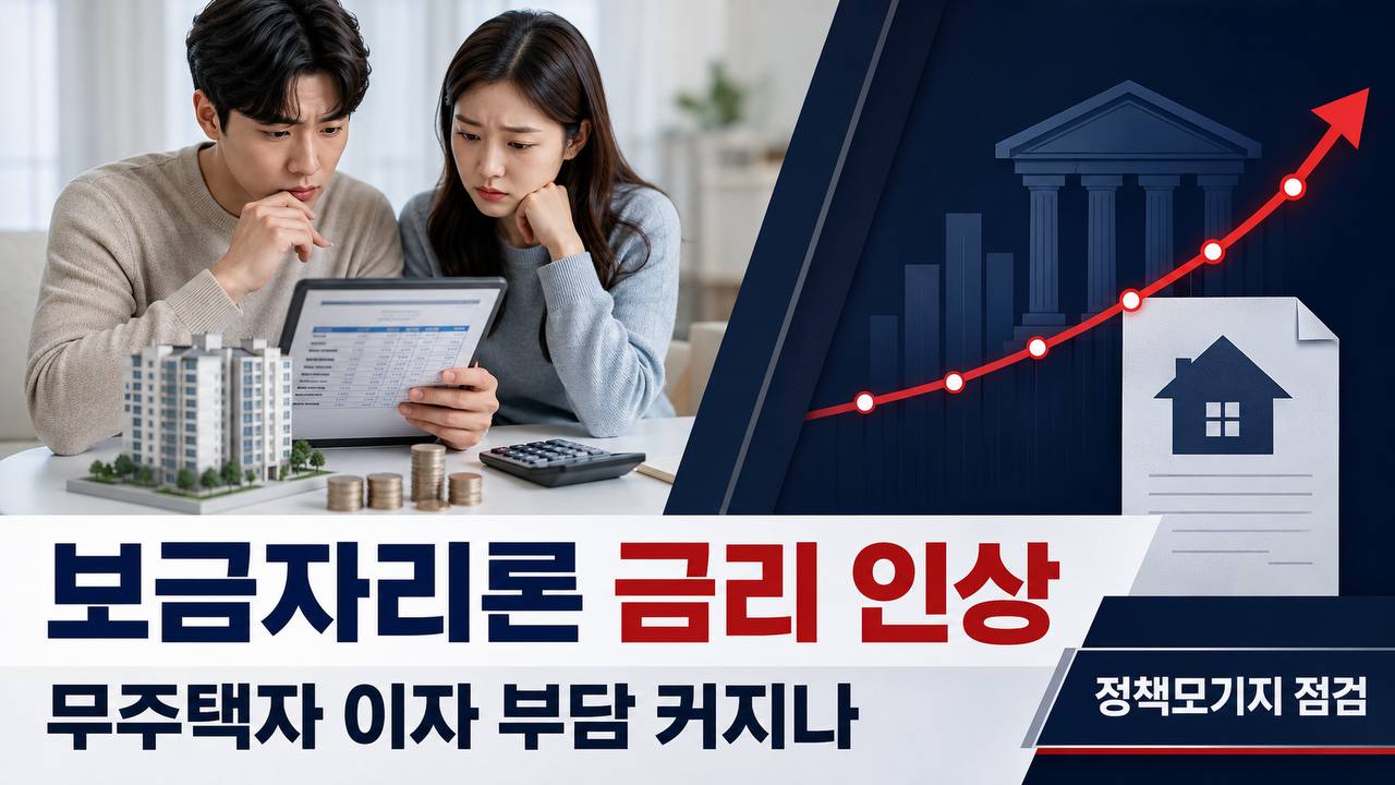 보금자리론 금리 인상으로 무주택자와 실수요자의 이자 부담이 커질 수 있음을 보여주는 금융 뉴스 이미지