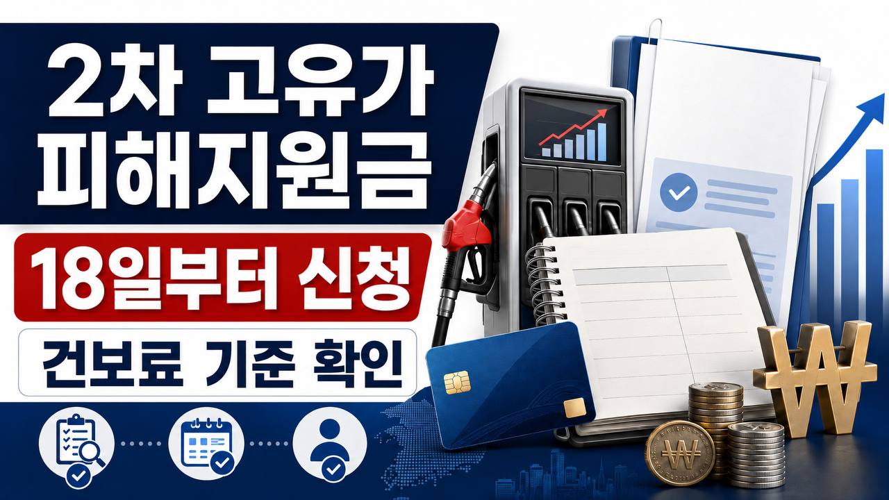 2차 고유가 피해지원금 신청일과 건강보험료 기준을 안내하는 대표 이미지