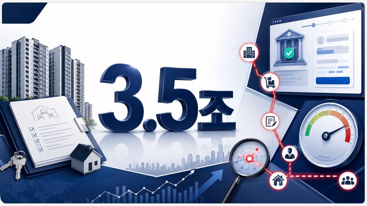 가계대출 3.5조 증가와 주담대 반등, 우회대출 점검을 설명하는 금융 인포그래픽