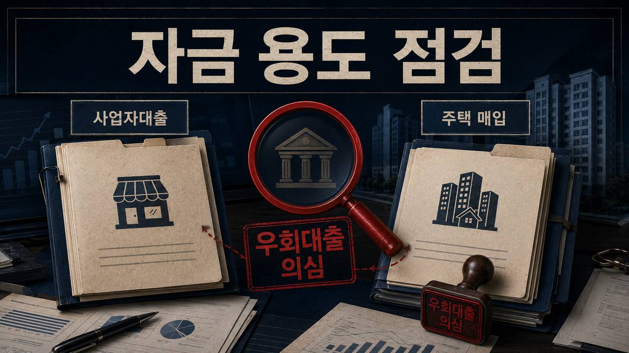 사업자대출과 주택 매입 자금 흐름을 점검하는 우회대출 이미지