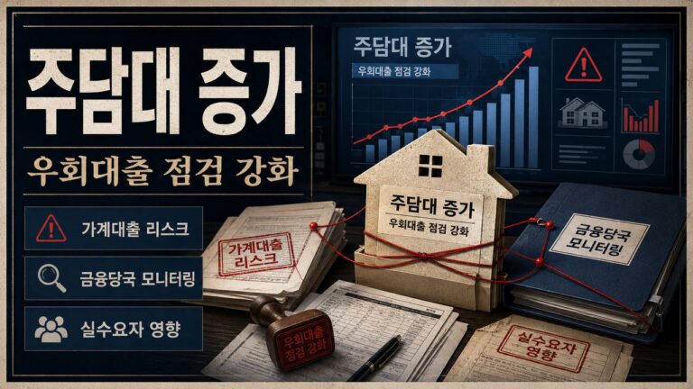 주담대 증가와 우회대출 점검 강화가 가계대출과 실수요자에게 미치는 영향을 보여주는 금융 뉴스 이미지
