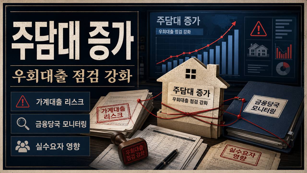 주담대 증가와 우회대출 점검 강화가 가계대출과 실수요자에게 미치는 영향을 보여주는 금융 뉴스 이미지